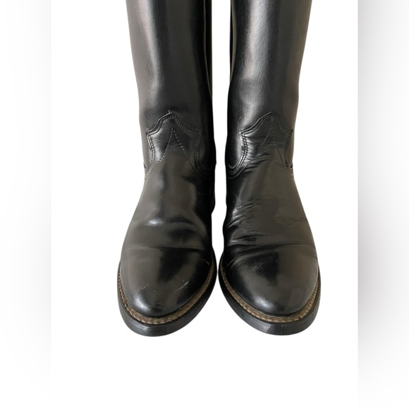 vintage Justin men's black leather roper boots, size 8 D, style 24-7943 - Picture 3 of 9